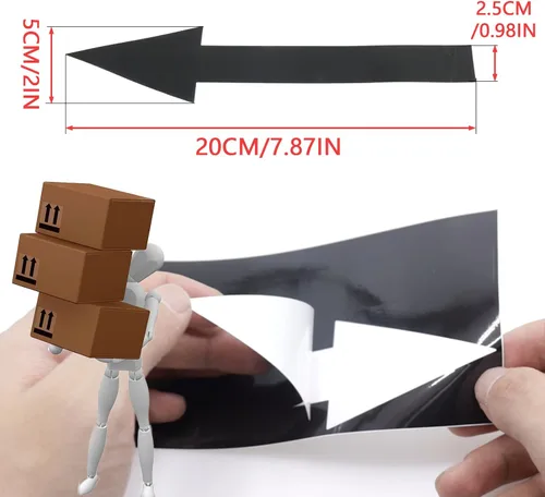 Vista 2 de Calcomanías de 8 x 2 pulgadas para letreros de flecha negra, paquete de 12 calcomanías autoadhesivas de PVC impermeables extraíbles, letreros