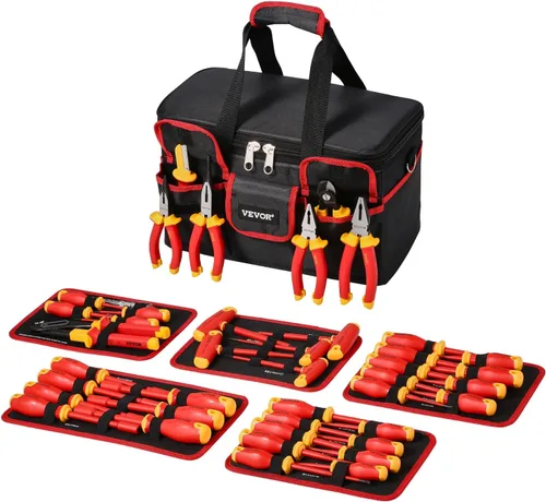 Vista 9 de VEVOR Juego de destornilladores aislados, juego de 50 destornilladores eléctricos profesionales, herramienta eléctrica aislada de 1000 V, con puntas