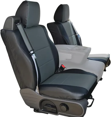 Vista 3 de Iggee Para Ford F-150 2004-2008 Tipo de cinturón de seguridad integrado Cuero artificial Personalizado Ajuste exacto 2 fundas de asiento delantero