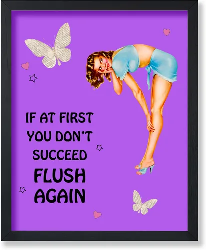 Vista 69 de Poster Master Pin Up Girl Poster - Better Late Than Ugly Print - Butterfly Art - Modern Art - Trendy Art - Gift for Men & Women - Funny Decor for