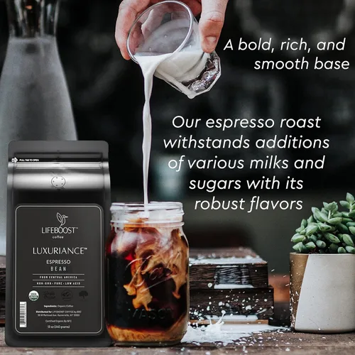 Vista 3 de Lifeboost Café expreso orgánico en grano entero, café expreso bajo en ácido, sin OMG, orgánico USDA, origen único, probado por terceros