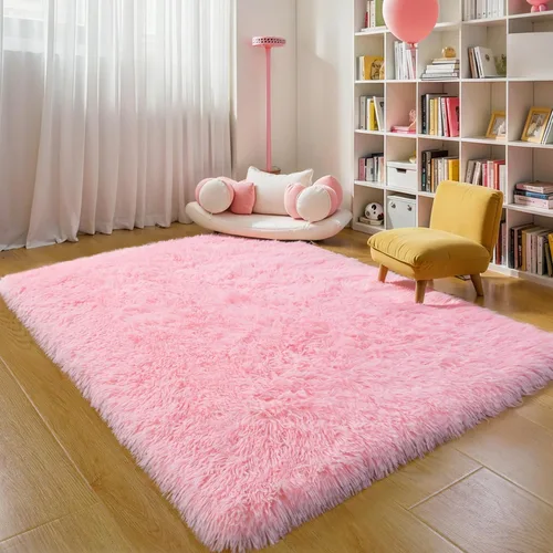 Vista 57 de KICHOWUA - Tapete grueso y esponjoso de 3 x 5 pies, color negro, ultrasuave, lavable, antideslizante, acogedor y peludo, para sala, dormitorio