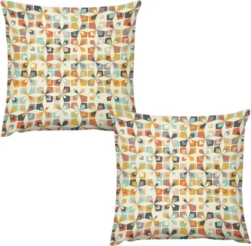 Vista 44 de Juego de 2 fundas de almohada florales retro de los años 70, Groovy Funky Hippie Flor Naranja Estética Boho Fundas de Almohada de 16 x 16 pulgadas