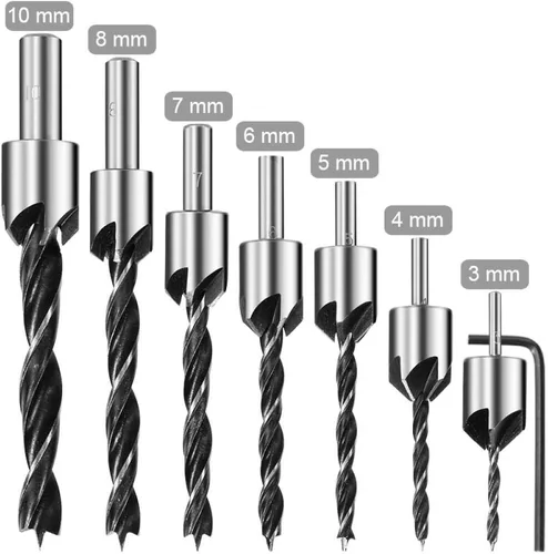 Vista 5 de Broca 8 unids flauta avellanado brocas broca HSS brocas escariador conjunto para carpintería chaflán 0.118-0.394 in