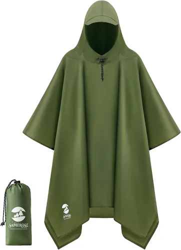 Vista 11 de SaphiRose Poncho de lluvia con capucha, impermeable, para hombres, mujeres y adultos Algas Azul 1 Pack