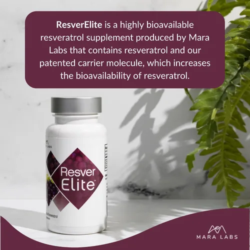 Vista 4 de Mara Labs ResverElite Resveratrol biodisponible Vegano, sin rellenos y sin OMG 30 cápsulas veganas