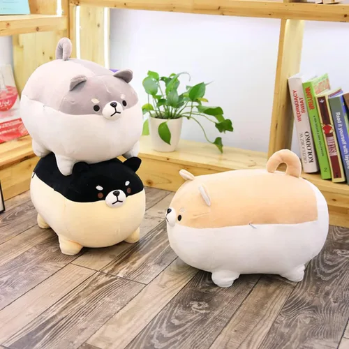 Vista 3 de EHOTONG Almohadas de peluche de perro Shiba Inu, juguete de peluche de animal Corgi para abrazar, regalos para niña y niño (negro, 30 cm)