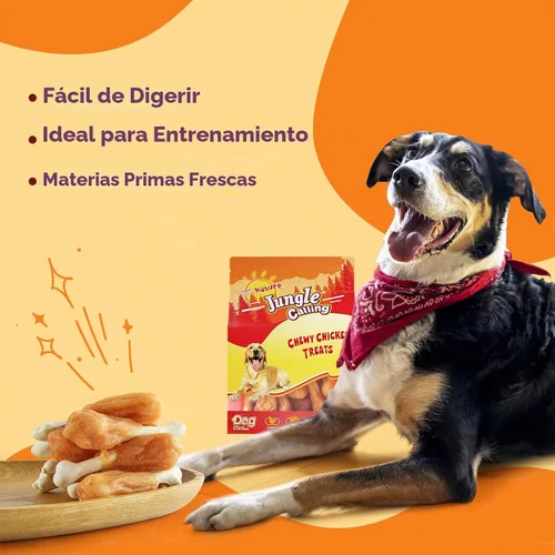 Vista 7 de Jungle Calling - Golosinas masticables de pollo y calcio para perros, hueso sin cuero crudo, 10.6 onzas