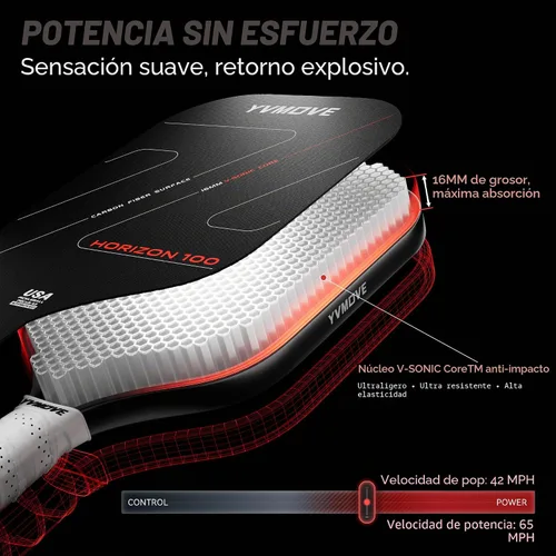 Vista 4 de Pickleball Paddles USAPA Approved Raw Carbon Fiber Face Max Control & Effortless Power 16MM Core Anti-Shock Intermediates to Pros