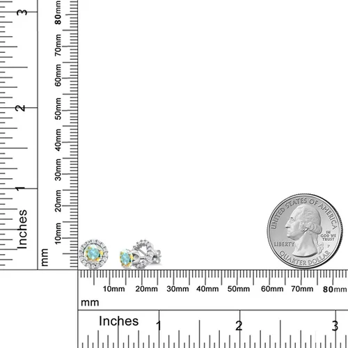 Vista 274 de Gem Stone King Aretes redondos de plata de ley 925 de 0.236 in con piedra natal extraíble para mujer