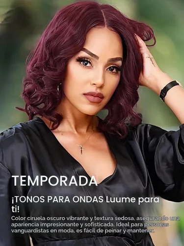Vista 2 de LUVME HAIR Peluca Bob de Cabello Humano Borgoña 99J de 10'', Peluca de Cierre de Encaje HD Sin Pegamento Precortada y Predepilada, Elegante Rojo