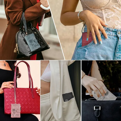 Vista 6 de Carteras de cuero personalizadas para mujer, con cremallera, monedero con correa para la muñeca, cartera pequeña para mujer con nombre de flor