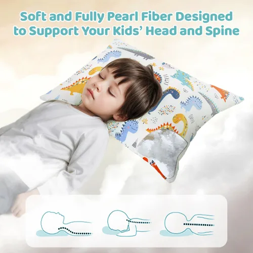 Vista 3 de Almohada orgánica con funda de almohada de dibujos animados - 16x22 Almohada para niños con funda de 100% algodón orgánico, almohada juvenil