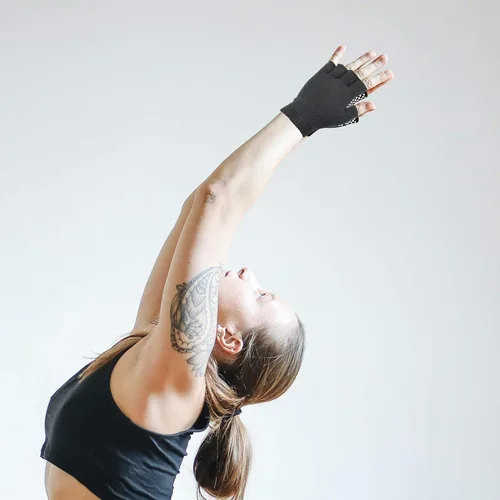 Vista 4 de Cosmos Juego de guantes y calcetines de yoga antideslizantes para mujer, juego de calcetines y guantes de pilates para mujer, barra, ballet, bikram