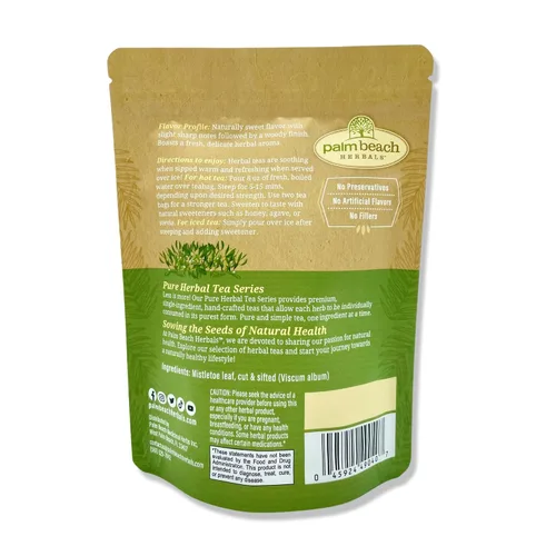 Vista 4 de Té de muérdago – Serie de té de hierbas puras de Palm Beach Herbals (30 unidades) [El embalaje puede variar]