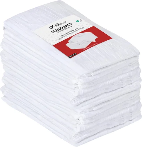 Vista 18 de Utopia Kitchen Paquete de 6 toallas blancas de 28 x 28 pulgadas, 100% algodón para limpiar y secar, paños de cocina altamente absorbentes Blanco