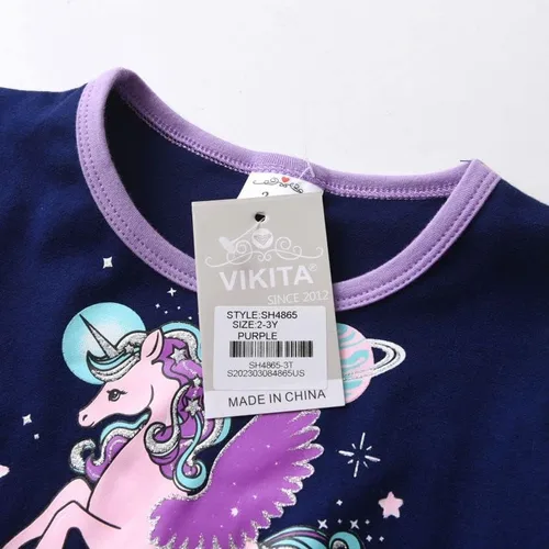 Vista 6 de VIKITA Vestido de verano para niña de flores, sin mangas, de poliéster, tutú para niñas de 3 a 7 años, hasta la rodilla