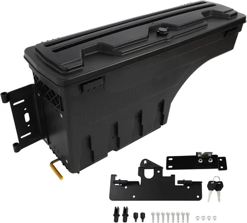 Vista 7 de CCIYU Caja de almacenamiento para caja de camioneta compatible con Toyota para TACOMA 2019-2020, tapa con cerradura lateral del pasajero, caja