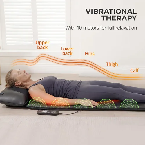 Vista 10 de Shiatsu - Alfombrilla de masaje de cuerpo completo con calor, almohadilla masajeadora desmontable, 10 motores vibradores, alivio del dolor de tejido