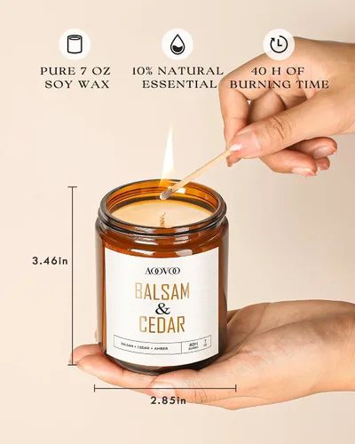 Vista 6 de AOOVOO Velas de Navidad – 4 velas perfumadas, velas de soja de 28 onzas, vela de soja para el hogar, abeto siberiano, cedro bálsamo, rollos de Vela