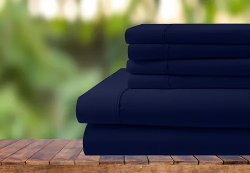 Vista 11 de Juego de ropa de cama de 6 piezas, juego de sábanas de algodón de 1000 hilos, bolsillo extra profundo de 28 pulgadas, tejido satinado nítido y Negro
