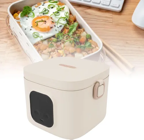 Vista 4 de Fiambrera eléctrica, calentador de alimentos portátil recargable de 27.1 fl oz, calentador de alimentos para oficina, camping, viajes