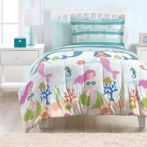 Vista 56 de Dream Factory Dinosaur Blocks - Juego de edredón de microfibra ultrasuave para niños, color azul, tamaño individual Bloques de dinosaurios azules