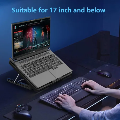 Vista 3 de LIANGSTAR Almohadilla de enfriamiento para laptop, enfriador de laptop con 6 ventiladores silenciosos para portátiles de 12 a 17 pulgadas, soporte
