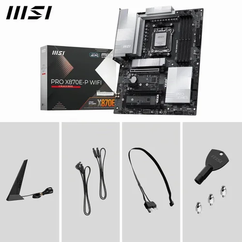 Vista 7 de Micro Center AMD Ryzen 7 9800X3D Processor with MSI PRO X870E-P Motherboard Combo de placa base de CPU, listo para AI, AM5, PCIe 5.0, DDR5, M.2 AMD