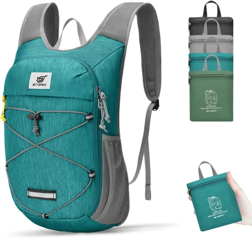 Vista 9 de SKYSPER Mochila de senderismo plegable - Mochilas de viaje transpirables pequeñas y ligeras de 10L/15L