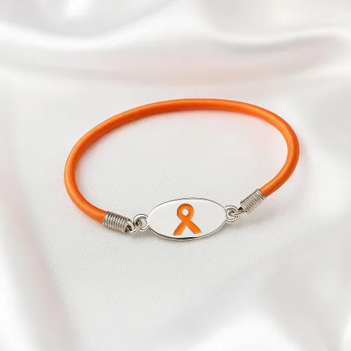 Vista 4 de Fundraising For A Cause Pulseras elásticas de cinta naranja - Pulseras de concienciación de cinta naranja para concientización sobre la leucemia