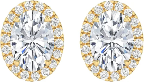 Vista 8 de Houston Diamond District Aretes de halo de diamantes cultivados en Platinado