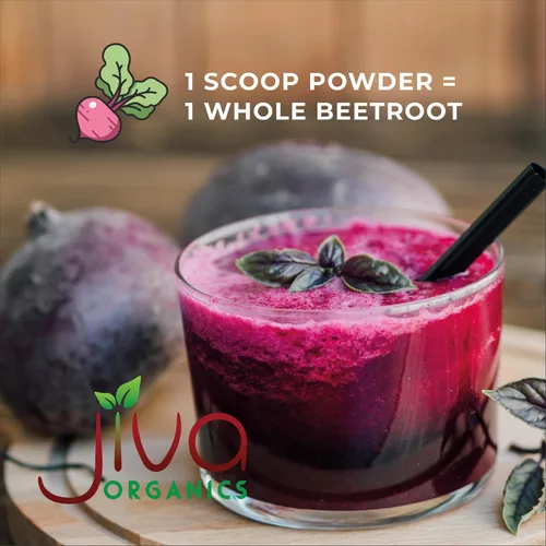 Vista 4 de Tarro de polvo de remolacha orgánica de 8 onzas, puro y natural, sin OMG, vegano, para la salud, hornear e incluso en batidos por Jiva Organics