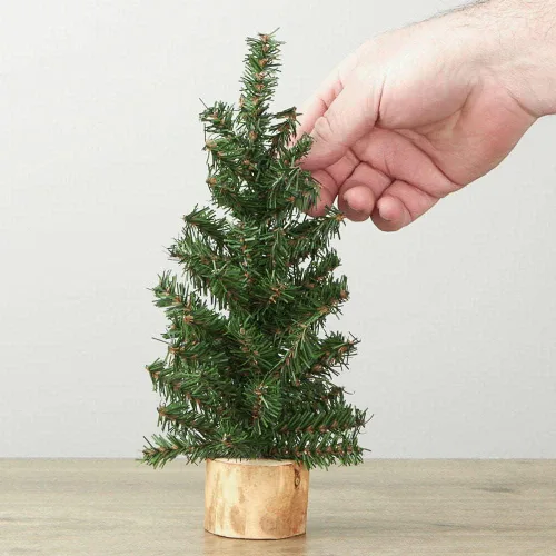 Vista 3 de 2 pequeños árboles de Navidad artificiales de pino canadiense - Mini pinos 10.0 in