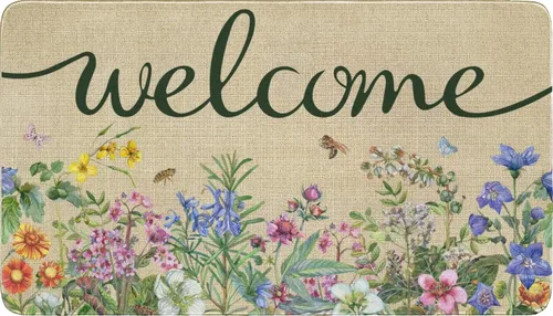 Vista 11 de Tapete de bienvenida para puerta de Halloween, divertido esqueleto para decoración del hogar, antideslizante, para interiores y exteriores, 17 x 30