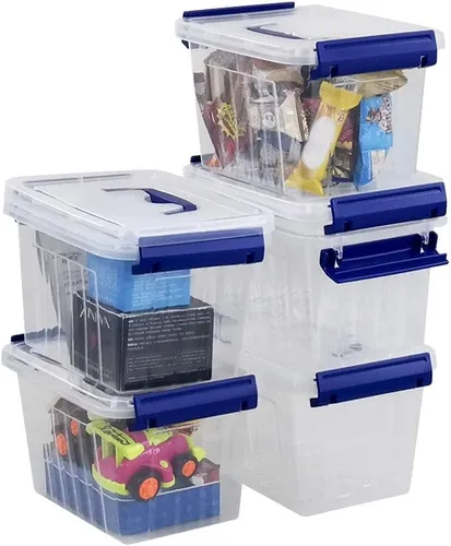 Vista 11 de Caja de almacenamiento transparente con tapa, cajas de plástico pequeñas de 6 litros, juego de 6