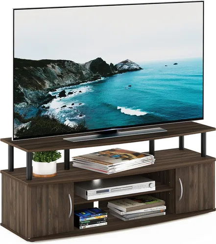 Vista 10 de Furinno - Soporte para centro de entretenimiento, para televisor de hasta 55 pulgadas, pino ámbar/negro