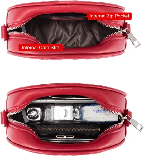 Vista 2 de Realer Bolso bandolera redondo con borla circular para mujer, cartera pequeña de noche con cadena