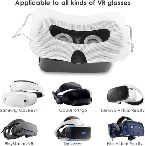 Vista 2 de Busjoy 50PSC - Máscara desechable de realidad virtual universal para Oculus Quest 2HTC ViveGear VRPlaystation VRVR BoxOculus RiftHoloLens previene