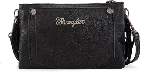 Vista 4 de Wrangler Bolso Cruzado Pequeño para Mujeres Bolso de Muñeca con Flecos Bolso Occidental