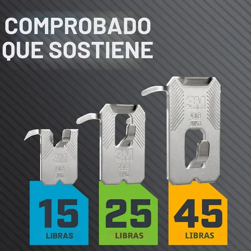 Vista 8 de 3M Claw Percha para cuadros de yeso, plateado
