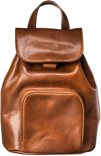Vista 5 de Maxwell Scott Womens Quality Leather Small Rucksack The Popolo Handmade In Italy Chestnut Tan Brown
