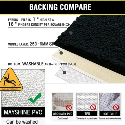 Vista 9 de Juegos de alfombras de baño de 2 piezas, alfombra de baño de felpilla extra suave ultra absorbente, alfombra de baño con base antideslizante de PVC