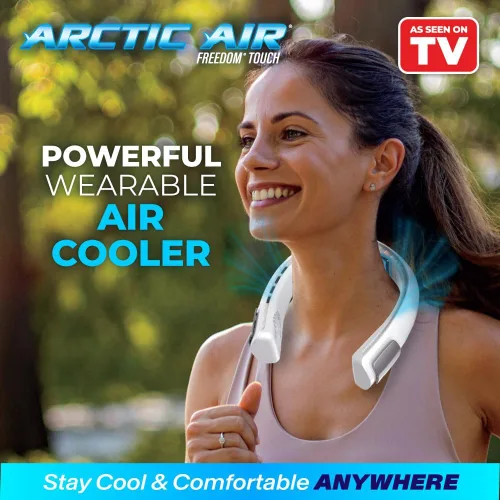 Vista 2 de Arctic Air Freedom Touch - Ventilador de cuello personal, dispositivo de refrigeración recargable de 3 velocidades, enfriador de cuello portátil