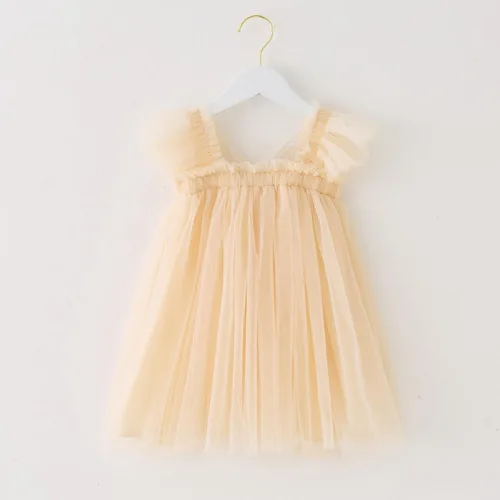 Vista 2 de YETANLID Vestido tutú de tul para niñas pequeñas, estampado de mariposas, talla 6M-5T