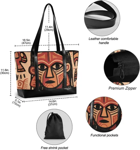 Vista 4 de KLL Egyptian Ethnic Style Woman Brown simple bag for women travel with zipper laptop travel bag for work with tablet maletin ejecutivo para mujer