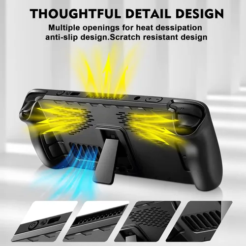 Vista 5 de Mozuper - Funda protectora para plataforma de vapor protector de TPU con soporte plegable y accesorios de calcomanías de panel táctil a prueba