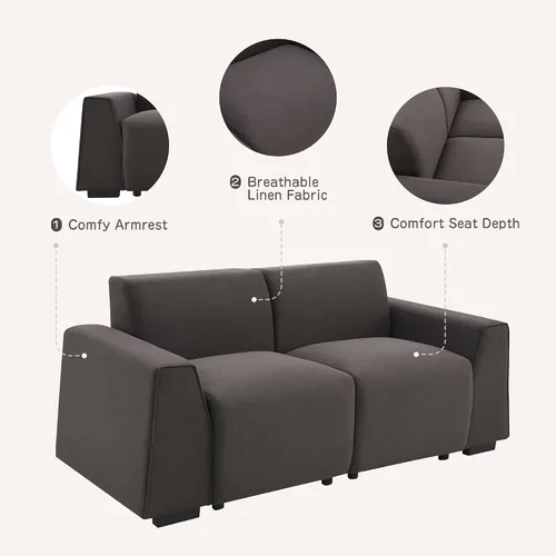 Vista 6 de LUMISOL Sofás de asiento profundo para sala de estar, moderno sofá tapizado de 3 plazas, cómodo sofá de dos plazas de gran tamaño, sofá nube