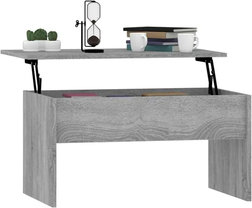 Vista 7 de Mesa auxiliar, mesa de centro grande, mesa de centro estrecha adecuada para sala de estar, oficina, balcón, sala de estar familiar, Sonoma gris