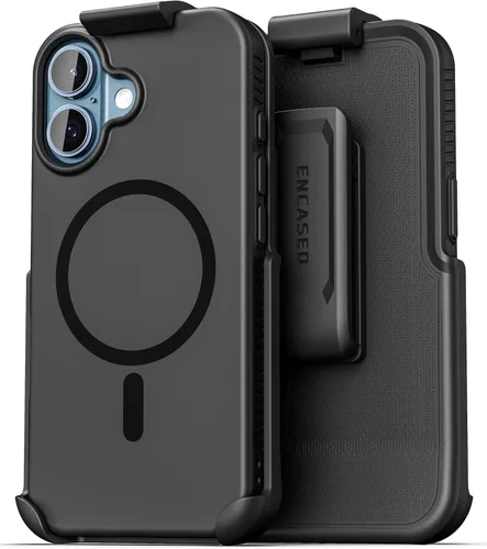 Vista 13 de Encased SlimShield para iPhone 14 Funda con Clip para Cinturón con Soporte para Teléfono (Compatible con MagSafe) Negro Mate (iPhone 14)